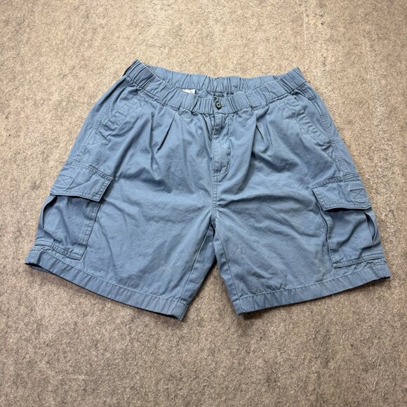 Tommy Cargo Shorts Men L Blue Elastic Patio Drawstring Relax Twill 8" - Picture 1 of 16